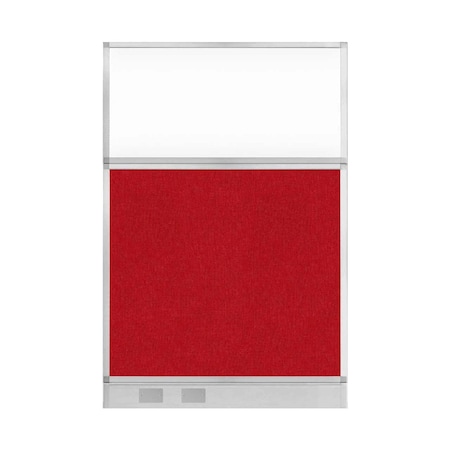 Versare Hush Panel Configurable Cubicle Partition 4' x 6' Red Fabric Clear Window w/ Cable Channel 1855627-2